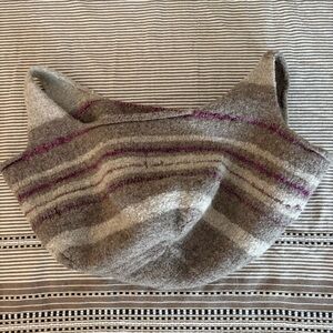 Felted Wool Market Bag Handmade Striped Tote Slouchy Artisan Boho